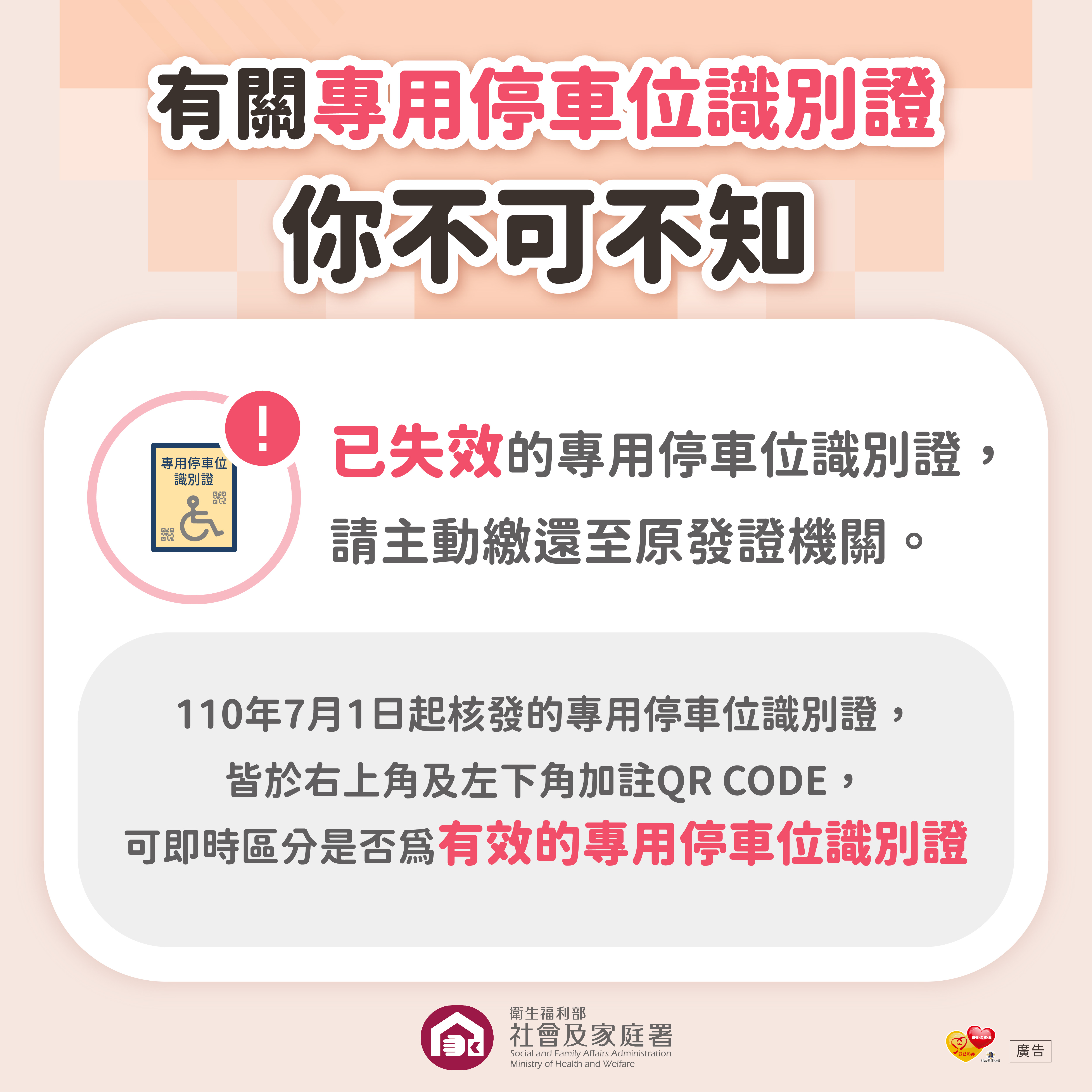 4.不占用身心障礙者專用停車位宣傳圖卡-有關專用停車位識別證